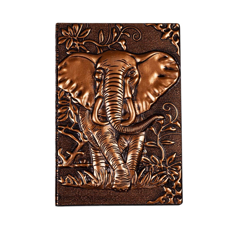 molshine A5 (5.5" x 8.3") Embossed Journals Vintage Notebook,Retro Bronze Diary,100 Sheets Paper,Hardcover Travel Notepad for Writing,Sketchbook,Gift,Decoration,Elephant(RedBronze) - Image 2